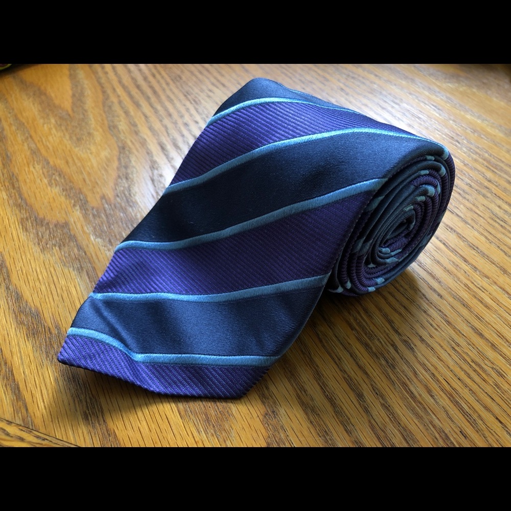 Charvet Men’s Purple & Gray Striped 100% Silk Tie